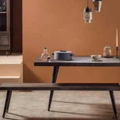 Table à manger rectangulaire bois recyclé piètement effet laiton vieilli 180 cm ADÉLAÏDE