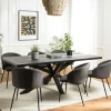 Table à manger rectangulaire bois anthracite effet pierre 220 cm BIHAR