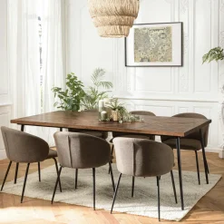 Table à manger ronde bois recyclé motif éventail 120 cm KORKAI