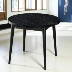 Table à manger ronde effet bois de noyer clair Ø90 cm MARFA