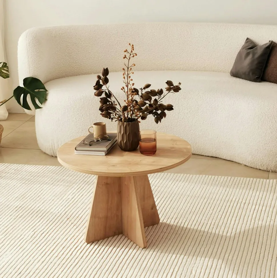 Table à manger ronde effet bois clair Ø120 cm MARFA