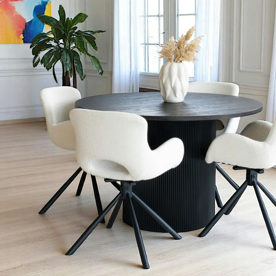 Table à manger ronde effet bois foncé ø120 cm MATERA