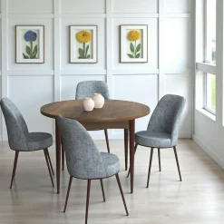 Table à manger ronde effet bois noyer foncé Ø90 cm AROLA