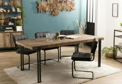 Table à manger ronde teck recyclé D130 SWING