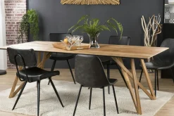 Table à manger teck recyclé pieds croisés 220x100 PANAMA