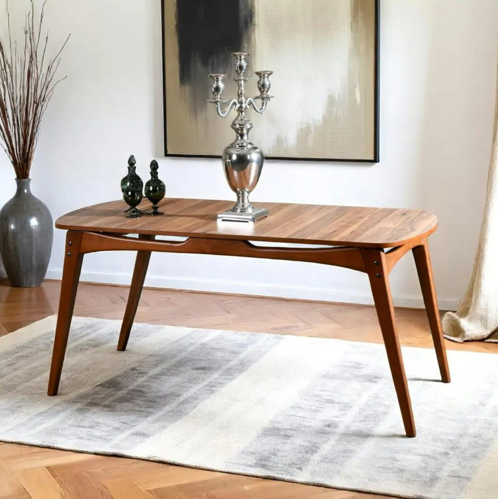 Table à manger vintage - bois brun, 160 cm DILI