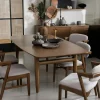 Table à manger vintage en chêne avec rallonge intégrée 160-215 cm BRADFORD