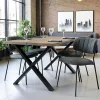 Table à rallonge en bois de chêne fumé avec bordures naturelles 140 cm SAVONE