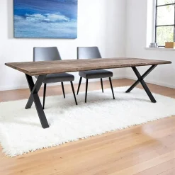 Table à rallonge en bois de chêne fumé avec bordures naturelles 200 cm SAVONE