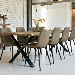 Table à rallonge en bois de chêne fumé avec bordures naturelles 200 cm SAVONE