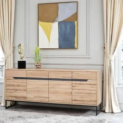 Table à rallonge en bois de chêne clair avec bordures naturelles 140 cm SAVONE