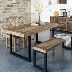 Table basse bois recyclé double plateau 2 tiroirs BRISBANE