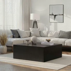 Table basse carrée design effet marbre blanc MARFA