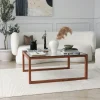 Table basse carrée en verre et bois brun LHASA