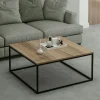 Table basse carrée style minimaliste effet noyer JENA