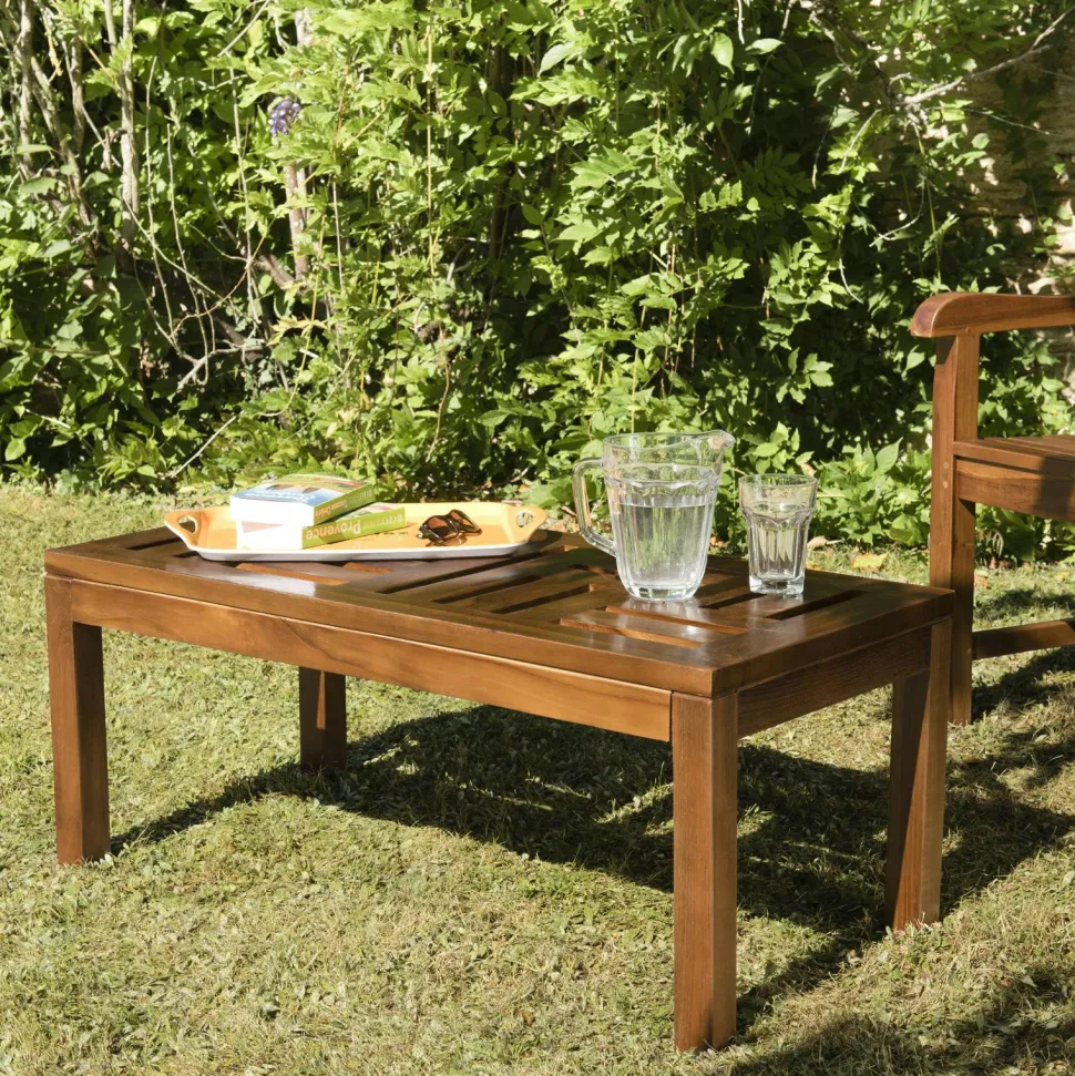 Table basse de jardin en teck huilé 100 cm MACAO
