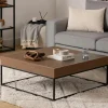 Table basse design carrée effet noyer & anthracite JENA