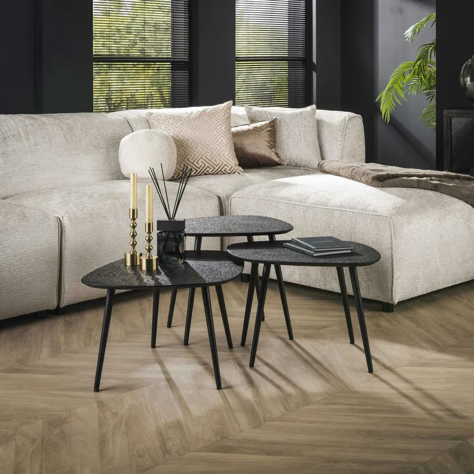 Table basse design organique finition anthracite (3 pièces) RALF