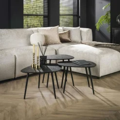 Table basse design organique couleur anthracite et cuivré (2 pièces) RALF