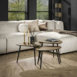 Table basse design organique couleur anthracite et cuivré (2 pièces) RALF