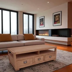 Table basse double face hévéa 125cm HELENA