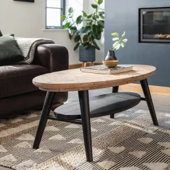 Table basse en bois recyclé FSC motif chevron FAGA