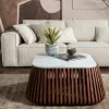 Table basse en marbre et bois d'acacia massif AVENTIN