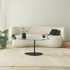Table basse en verre, forme triangle organique TULUM