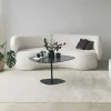 Table basse en verre fumé minimaliste forme galet TULUM