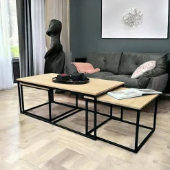 Table basse gigogne en bois de chêne huilé (lot de 3) COLOGNE