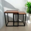 Table basse gigogne epoxy noir et bois d'acacia (lot de 2) BORA