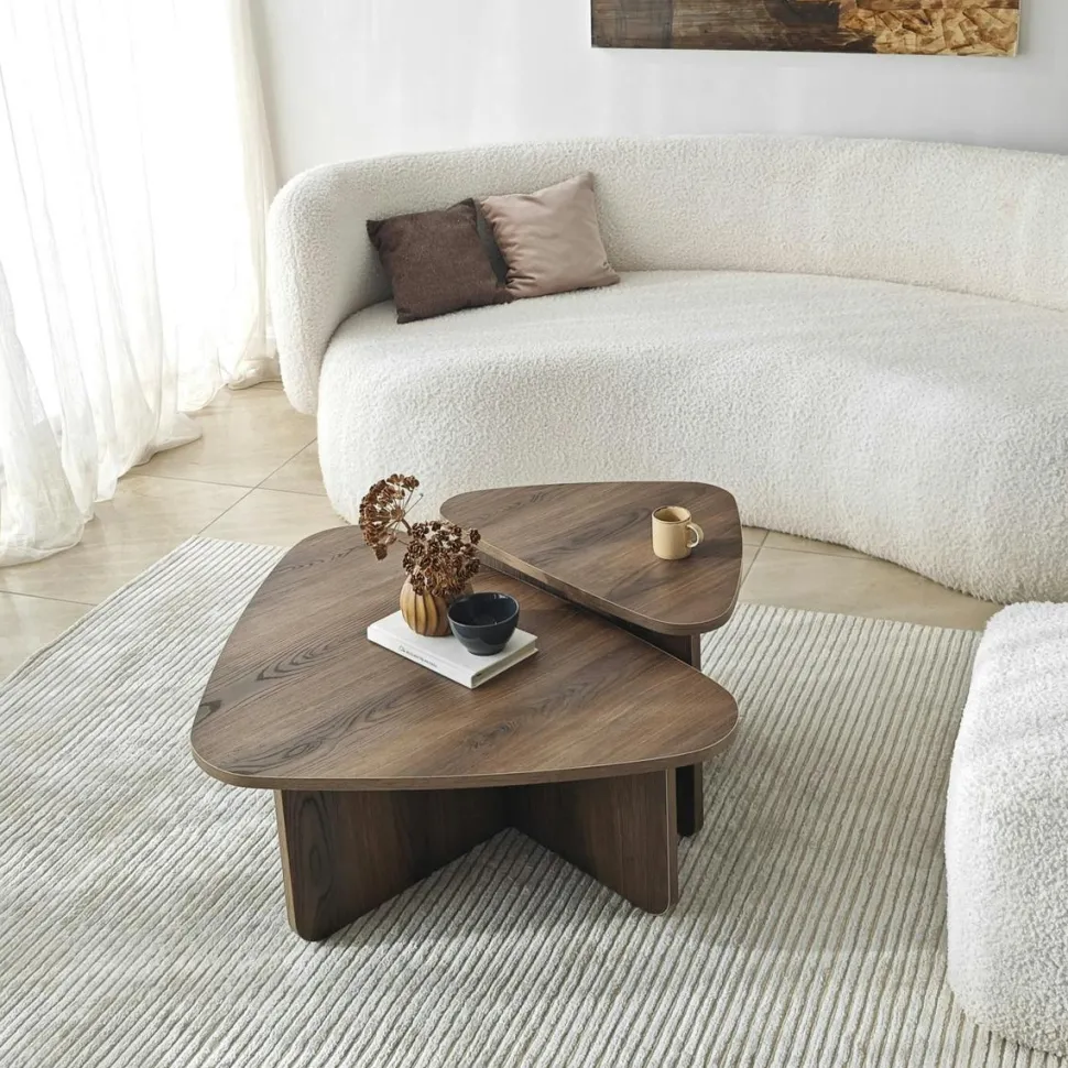 Table basse gigogne noire, triangle organique (x2) MARFA