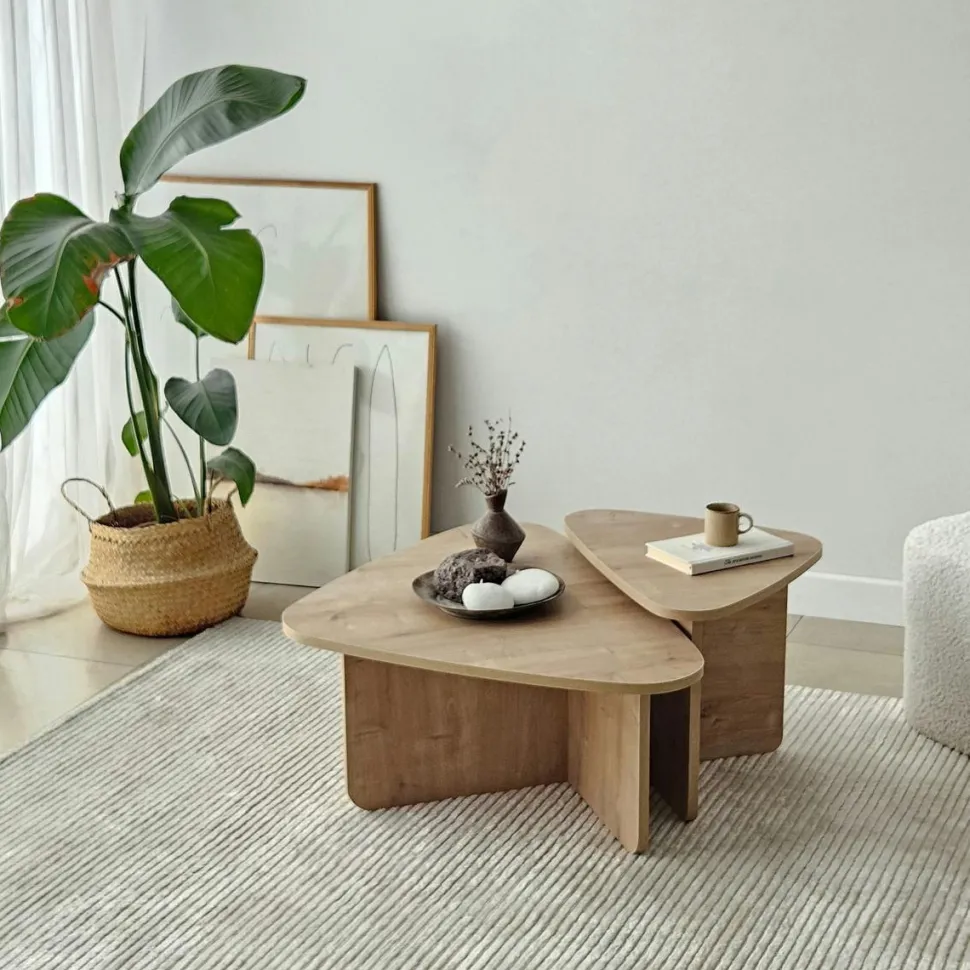 Table basse gigogne noire, triangle organique (x2) MARFA