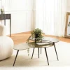 Table basse gigogne ovale métal noir et doré (lot de 2) ZALA