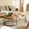 Table basse gigogne ronde et ovale teck / métal (lot de 2) SWING