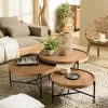 Table basse gigogne ronde en teck recyclé (lot de 3) SWING