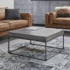 Table basse grise bois massif 80 cm LUCKNOW