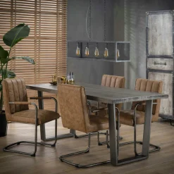 Table basse grise bois massif 80 cm LUCKNOW