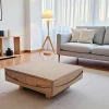 Table basse Hévéa 4 tiroirs 90x90x35cm NIAGARA