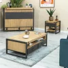 Table basse industrielle bois métal boulons BROOKLYN