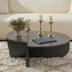 Table basse moderne anthracite effet laque - 2 hauteurs MARFA