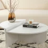 Table basse moderne blanche effet laque - 2 hauteurs MARFA