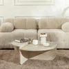 Table basse moderne effet travertin - 2 hauteurs MARFA