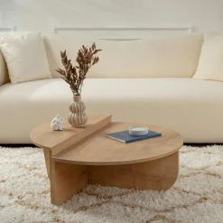 Table basse moderne effet chêne huilé - 2 hauteurs MARFA