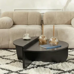 Table basse moderne grise effet laqué - 2 hauteurs MARFA