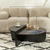 Table basse noire moderne effet bois - 2 hauteurs MARFA