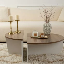 Table basse noire moderne effet bois - 2 hauteurs MARFA