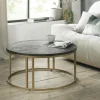 Table basse noire ronde en marqueterie de bois VALLEY