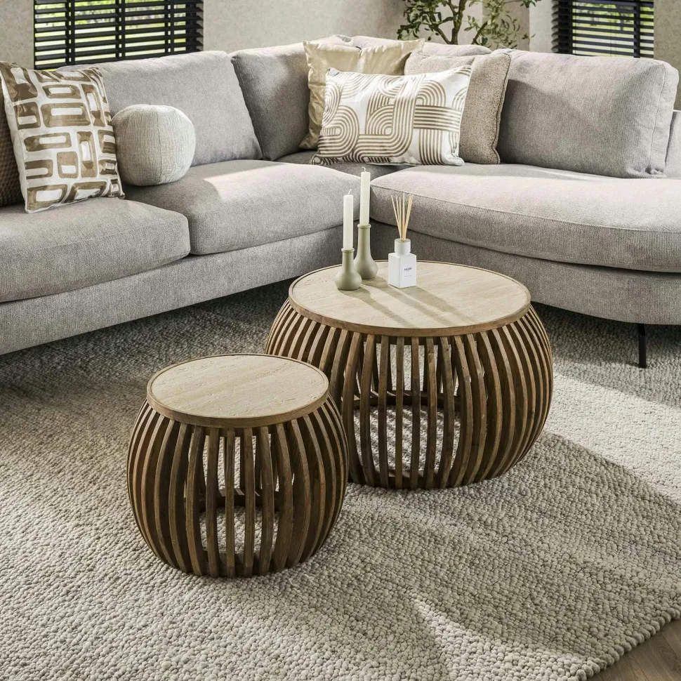 Table basse organique en bois et céramique (lot de 3) ASCOLI