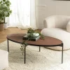 Table basse ovale bois effet pierre rouille BIHAR